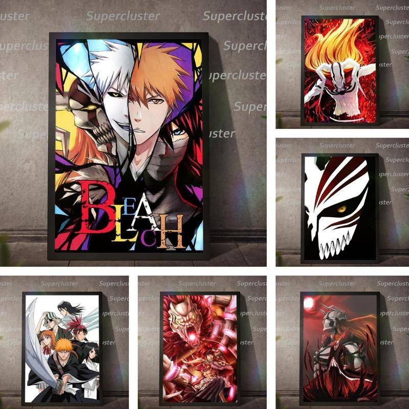 พิมพ์ผ้าใบแบบจุด "BLEACH" ภาพวาดโปสเตอร์คุโรซากิ อิจิโกะ ภาพวาดติดผนังตกแต่งบ้าน ผ้าใบกันน้ำ