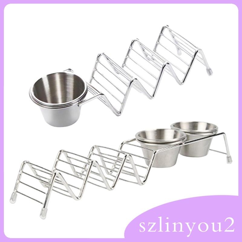 [szlinyou2] Taco Holder with Sauce Cup Taco แผ่นถาดสําหรับโรงแรมห้องครัววันเกิด Party