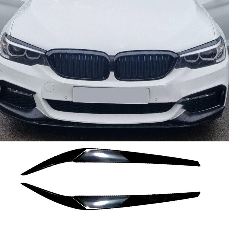 POSSBAY สีดําเงาไฟหน้าเปลือกตาคิ้วฝาครอบสําหรับ BMW 5 Series G30 G31 G38 F90 2017-2020 จัดแต่งทรงผมร