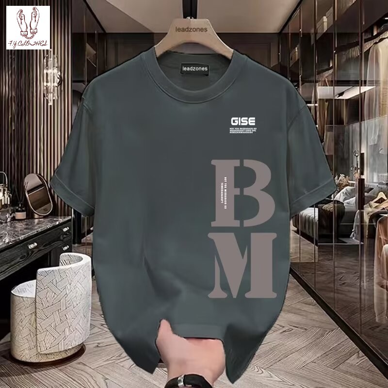(จัดส่งตลอด 24 ชั่วโมง)เสื้อยืดคอกลมแขนสั้น เสื้อยืดผู้ชาย ลายเท่ๆอังกฤษสไตล์นูน