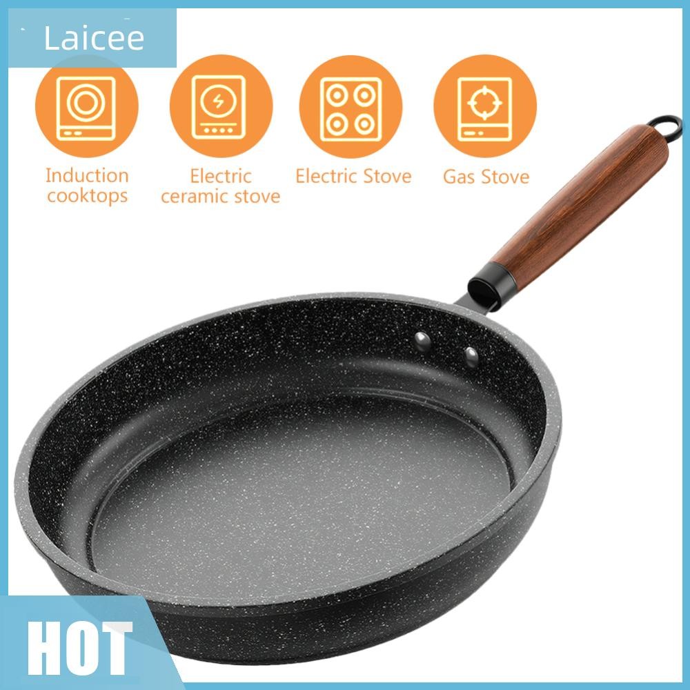 [Laicee.th] 24/26/28/30/32cm Skillet Nonstick ไข่เจียว Skillet พร้อมที่จับไม้ Saute Pan Chef Pan กระทะไข่เจียว Induction Compatible