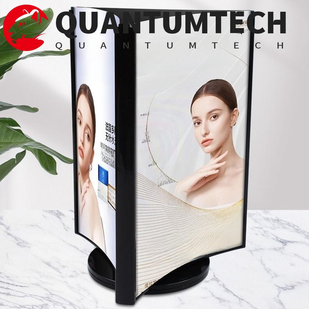 QUANTUMTECH อะคริลิค Revolving ตารางการ์ด,สามด้าน A4/A5 เมนูขาตั้งจอแสดงผล,การใช้กว้างโปร่งใสเรียบหม