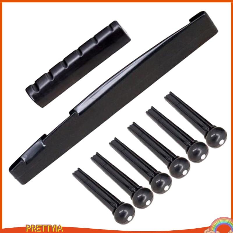 [PrettyiaPH] 6x Acoustic Guitar Bridge Pin & Guitar Saddle & Guitar Nut Kit Luthier Tool