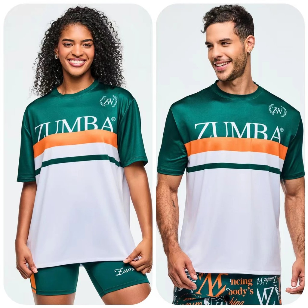 Zumba Tops แขนสั้น ทรงบ็อกซี คอเต่า สำหรับออกกำลังกาย - โยคะ วิ่ง