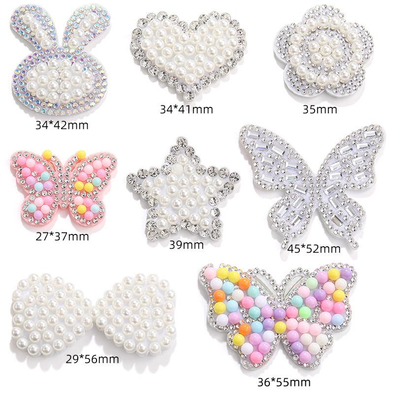 พร้อมส่ง แถบผ้าไม่ทอ ประดับมุก ABS และคริสตัล แบบเย็บ สำหรับตกแต่งเสื้อผ้า DIY