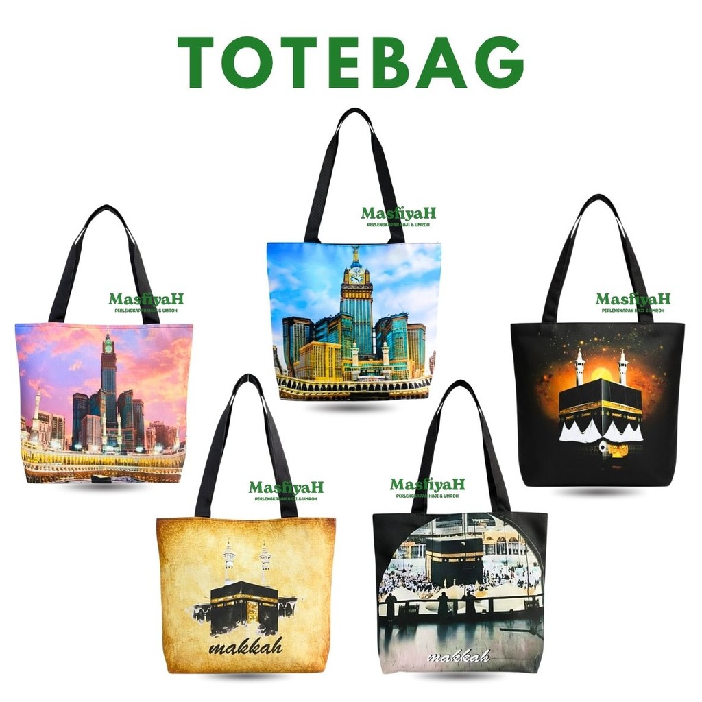 (12PCS) TOTEBAG PRINTING TOTE BAG TOTEBAG CANVAS TOTEBAG ZIPPER TOTEBAG CASUAL BAG SCHOOL BAG ISLAMIC MOTIF TOTEBAG PRINTING MAKKAH MADINAH BY HAJI UMRAH TM ราคา ถูกที่สุด ดีลบีเคเค