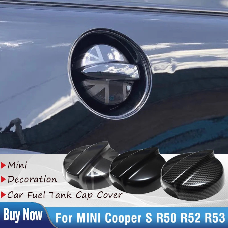 ยี่ห้อใหม่พลาสติกธงสีดําฝาครอบถังน้ํามันเชื้อเพลิงสไตล์สําหรับ MINI Cooper S JCW R50 R52 R53 (1 ชิ้น