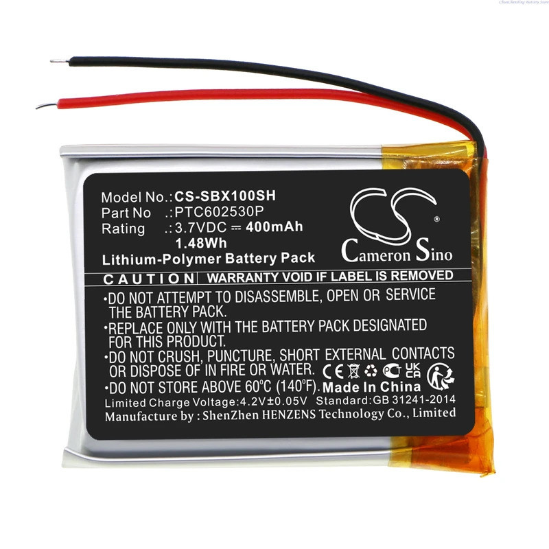 Cameron Sino 3.7V 400mAh CS-SBX100SH แบตเตอรี่สมาร์ทวอทช์ PTC602530P สําหรับนาฬิกา GPS Suunto X10, X