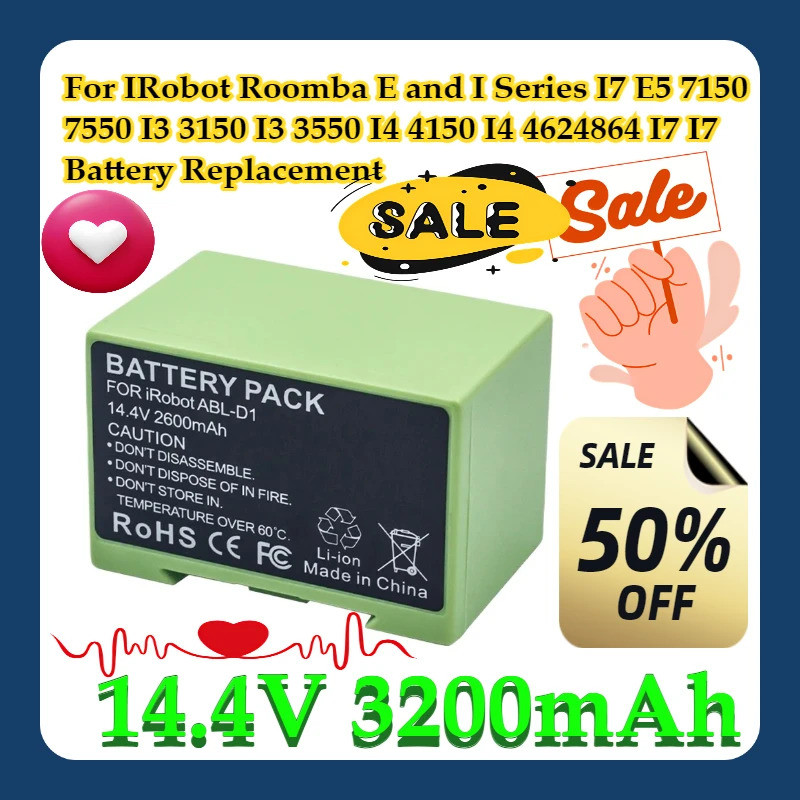 สําหรับ IRobot Roomba E และ I Series I7 E5 7150 7550 I3 3150 I3 3550 I4 4150 I4 4624864 I7 14.4V 320