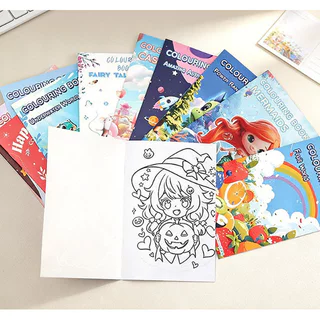 S0155 สมุดระบายสี สำหรับเด็ก ลายการ์ตูน 12หน้า/เล่ม 12.5x18.5ซม. เสริมพัฒนาการ ฝึกสมาธิ วาดรูป ศิลปะ