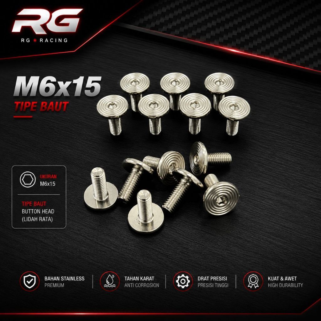 M6x15 Chrome Bolts UliR Model Unit Price/1 ชิ้น PMJ_Motor