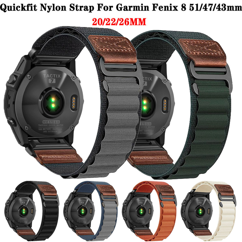 QuickFit 26 มม.22/20 มม.สายรัดไนลอนสําหรับ Garmin Fenix 8 51 มม.47/43/7 7X 7S 6 6X 6S Pro 5 5X Plus 5S Enduro 3 2 Tactix 7 Epix Pro Gen 2 สายนาฬิกาสร้อยข้อมือ