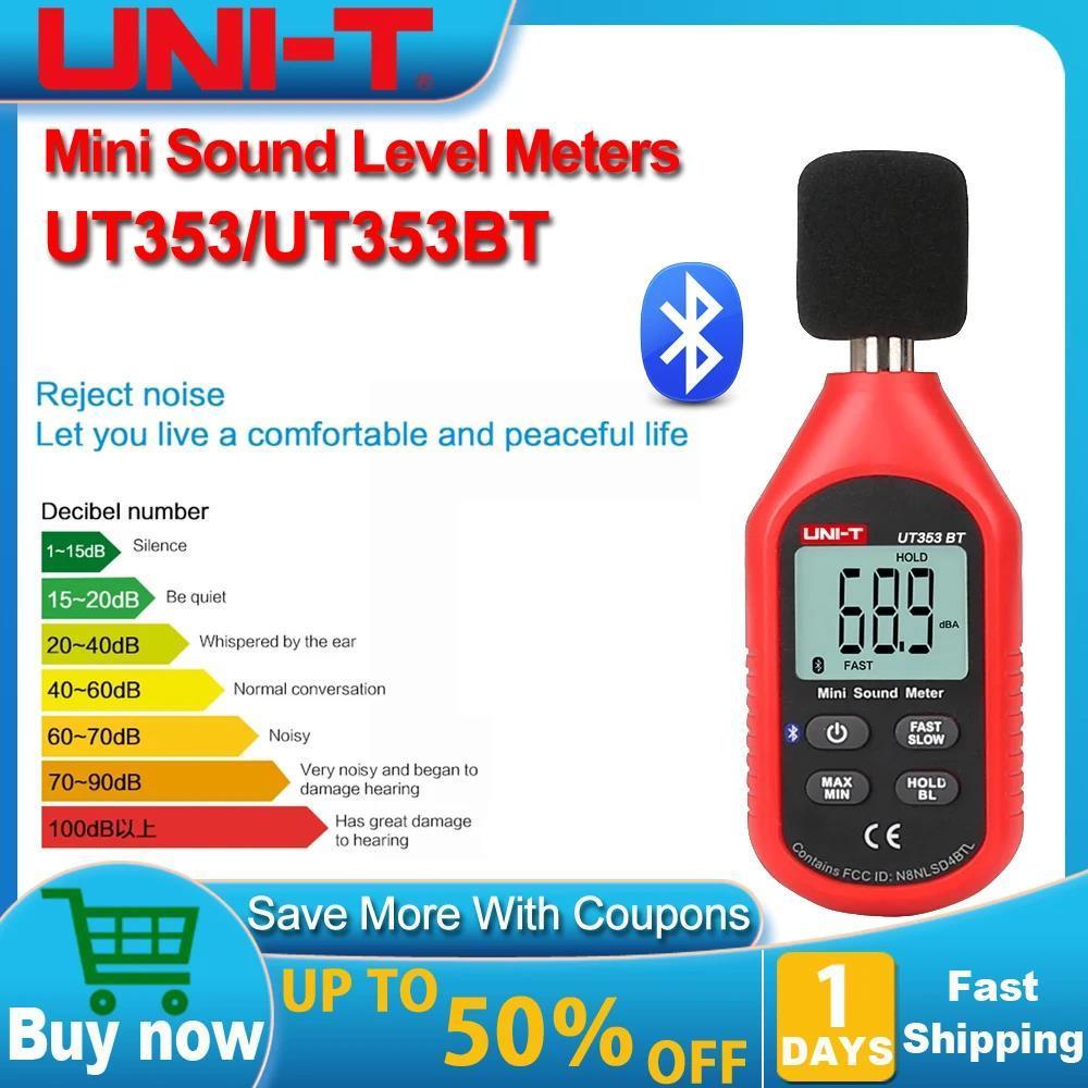 UNI-T UT353 เครื่องมือวัดเสียงรบกวน db Meter 30 ~ 130dB UT353BT Mini Audio Sound Level Me