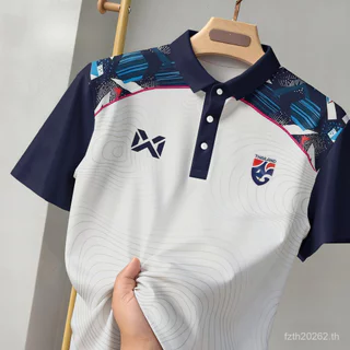 แขนสั้น Color-Blocking Raglan ไหล่เสื้อโปโลผู้ชาย Smooth Quick-Drying ผ้าดูดซับเหงื่อกีฬาฟิตเนส Dai