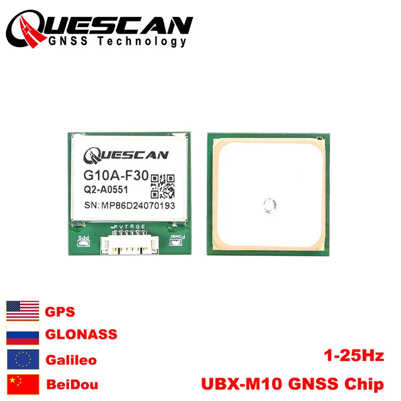 QUESCAN G10A-F30 UBX M10 GPS โมดูล 1-25Hz GNSS สําหรับ FPV Drone Betaflight GPS Galileo BeiDou GLONA