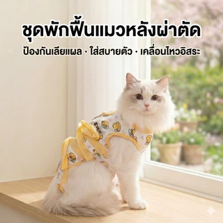 ชุดกันเลียแบบผูกหลัง เสื้อสำหรับสัตว์เลี้ยงหลังผ่าตัด / หลังทำหมัน