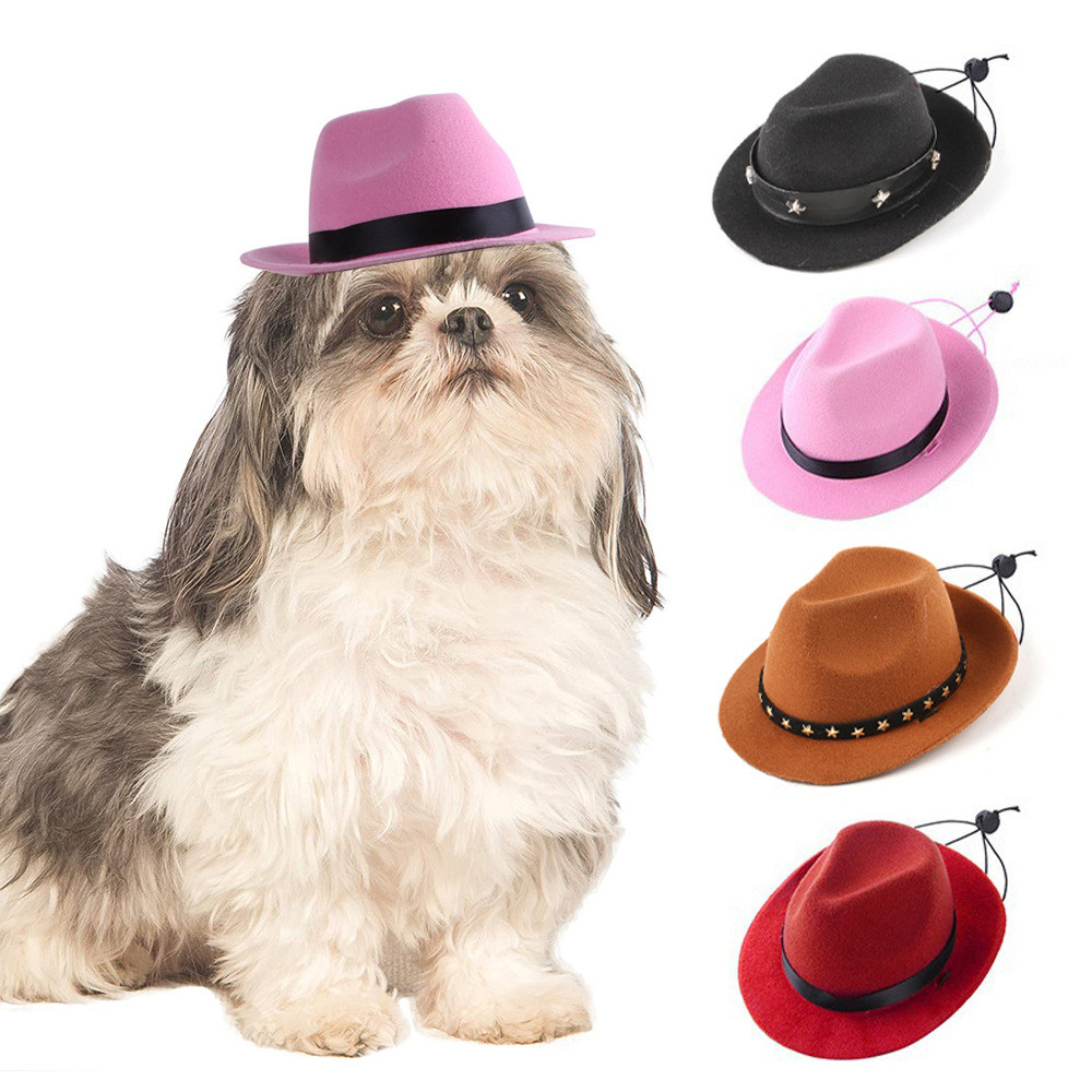 Pawsfun Pet Cowboy Hat Dog Cowboy Hat Triangle Scarf Set Cat Funny Headgear Hair Accessories