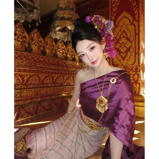 เครื่องประดับไทยสร้อยคอ สีเงิน ทอง ใช้สวมใส่ประดับชุดไทยโบราณ ทำการแสดง สินค้าพร้อมส่ง