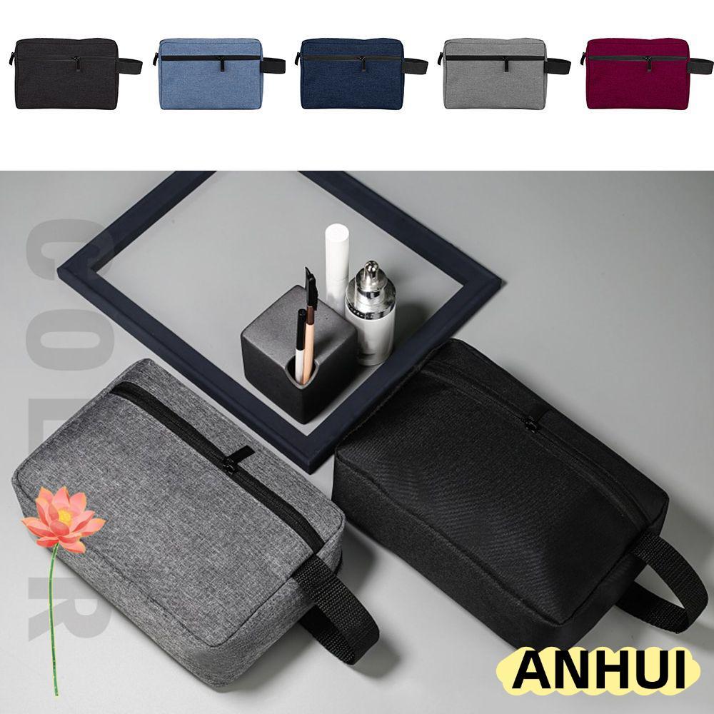 ANHUI กระเป๋าเครื่องสําอางแฟชั่นผ้าใบป้องกันฝุ่นกันน้ําแต่งหน้าจําเป็น