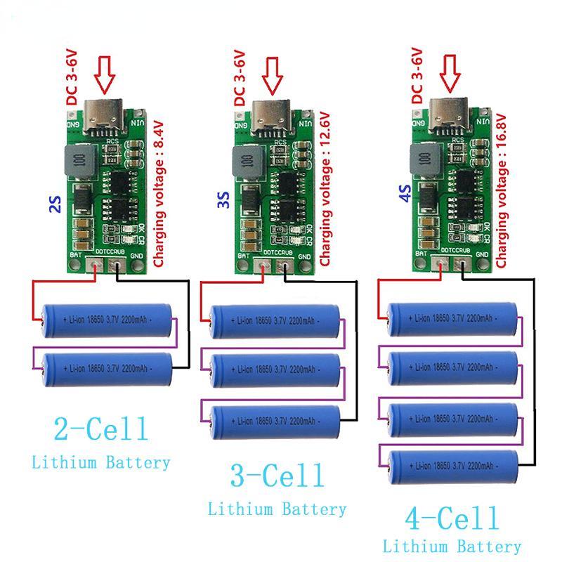 Multi-Cell 2S 3S 4S Type-C ถึง 8.4V 12.6V 16.8V Step-Up Boost LiPo Polymer Li-Ion Charger 7
