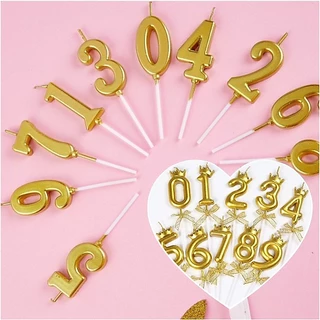 เทียนตัวเลขสีทอง เลขมงกุฎทอง ขายส่ง50ชิ้น/ชุด(พร้อมส่ง)