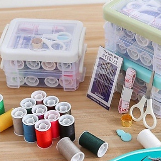 Hộp kim chỉ 2 TẦNG (T12) gồm 12 màu chỉ và đầy đủ phụ kiện 2 TẦNG (T12)