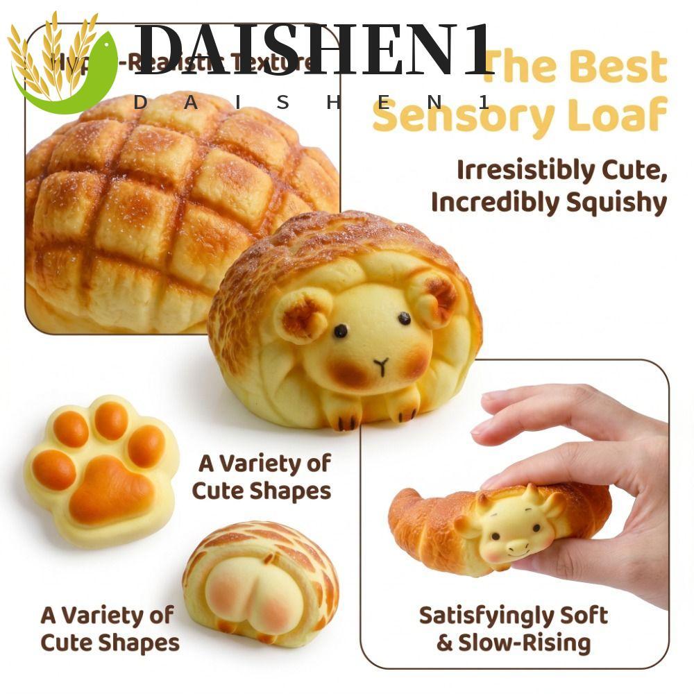 DAISHEN1 เค้กฟื้นตัวช้า, นุ่ม Rebound รูปร่างขนมปังของเล่น Squishy, เค้กขนมตีนแมวน่ารักสร้างสรรค์จําลองบีบของเล่นผู้ใหญ่ของขวัญ
