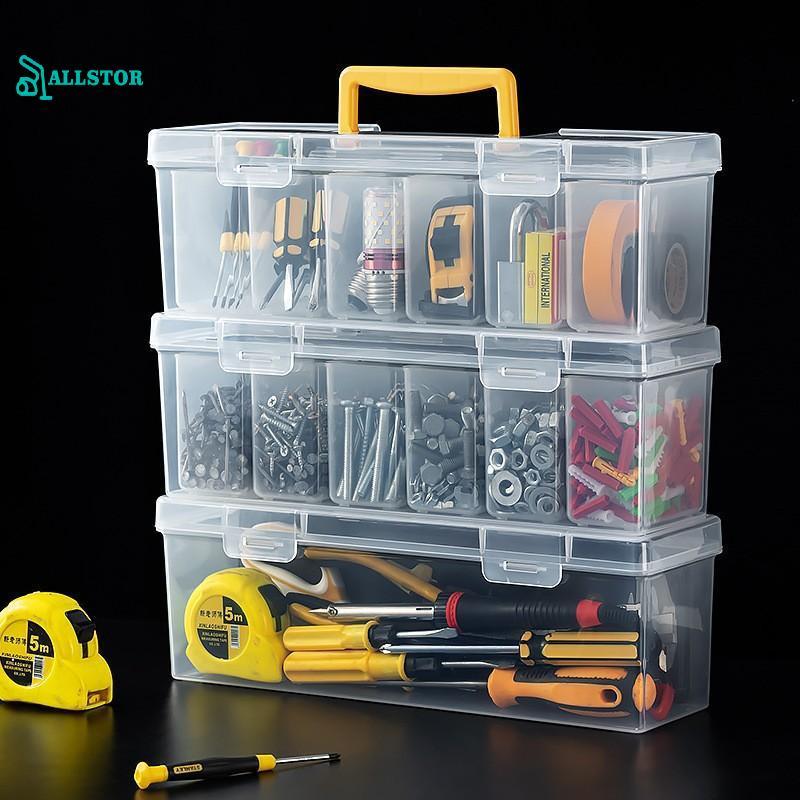 ALLSTOR ปรับ Dividers เครื่องมือ Organizer ชุด 7 ชิ้นกล่องเก็บโปร่งใสสําหรับสลักเกลียวถั่วสกรู Paing