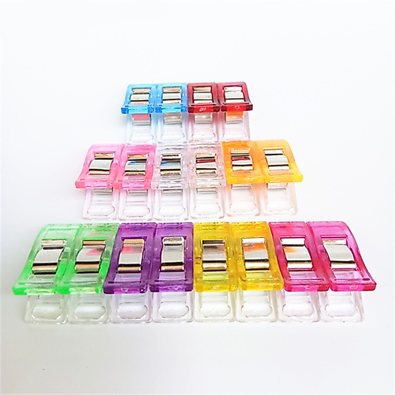 10 ชิ้นหลายสีคลิปพลาสติกสําหรับเย็บ Patchwork DIY หัตถกรรมผ้านวม Quilting คลิป 27x10x15 มม.