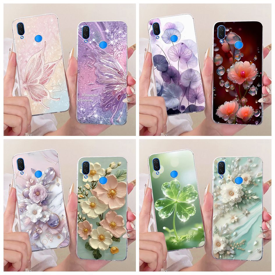 ปลอกใหม่สําหรับ Huawei Nova 3i INE-LX2 INE-LX1r INE-LX2r / P สมาร์ท Plus 2018 เคสโทรศัพท์แฟชั่นดอกไม