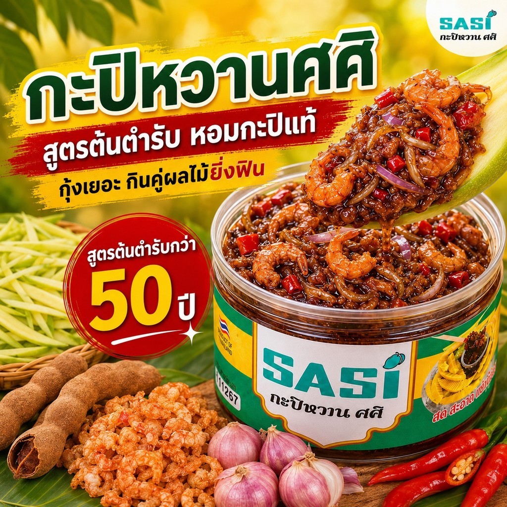 กะปิหวานศศิ สูตรเด็ดต้นตำรับกว่า 50 ปี  กะปิแท้จากคลองโคลน กุ้งเยอะเต็มกระปุก หอมเข้มข้น!!