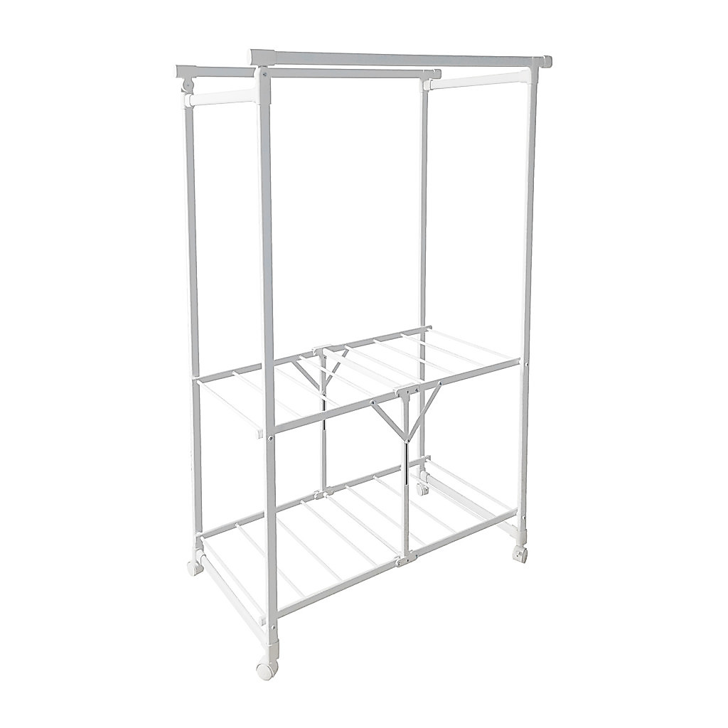 ราวแขวนตั้งพื้นบาร์คู่มีล้อ Nero KASSA HOME รุ่น RYX-03-003 ขนาด 96.5 x 49 x 157.5 ซม. สีขาวด้าน