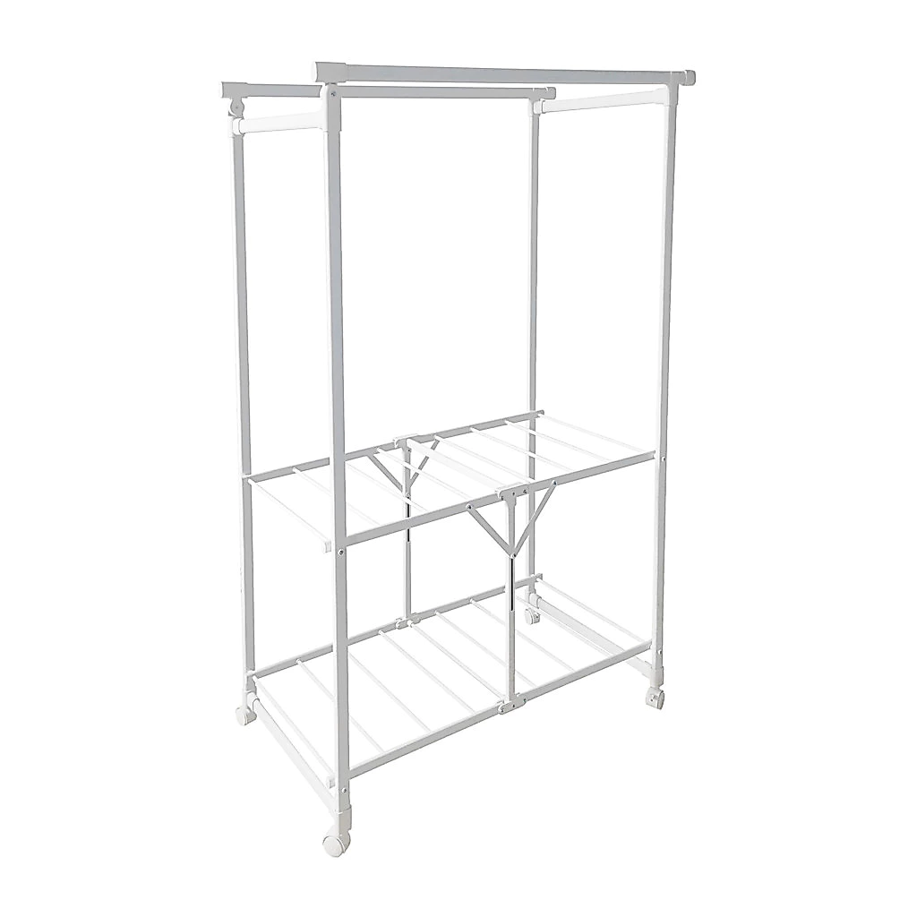 ราวแขวนตั้งพื้นบาร์คู่มีล้อ Nero KASSA HOME รุ่น RYX-03-003 ขนาด 96.5 x 49 x 157.5 ซม. สีขาวด้าน