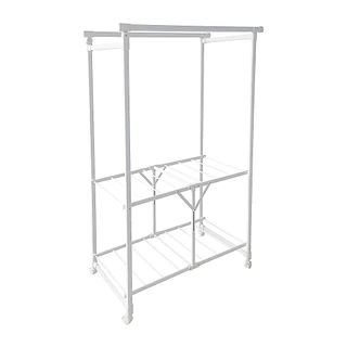 ราวแขวนตั้งพื้นบาร์คู่มีล้อ Nero KASSA HOME รุ่น RYX-03-003 ขนาด 96.5 x 49 x 157.5 ซม. สีขาวด้าน