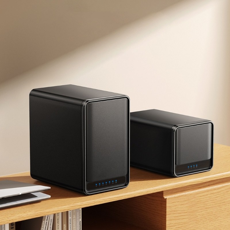 QUU แฟ้มอัจฉริยะการเรียงลําดับ 2 5 Bay NAS Enclosure พร้อม HDTV สําหรับการเล่นสื่อและองค์กรข้อมูลและ
