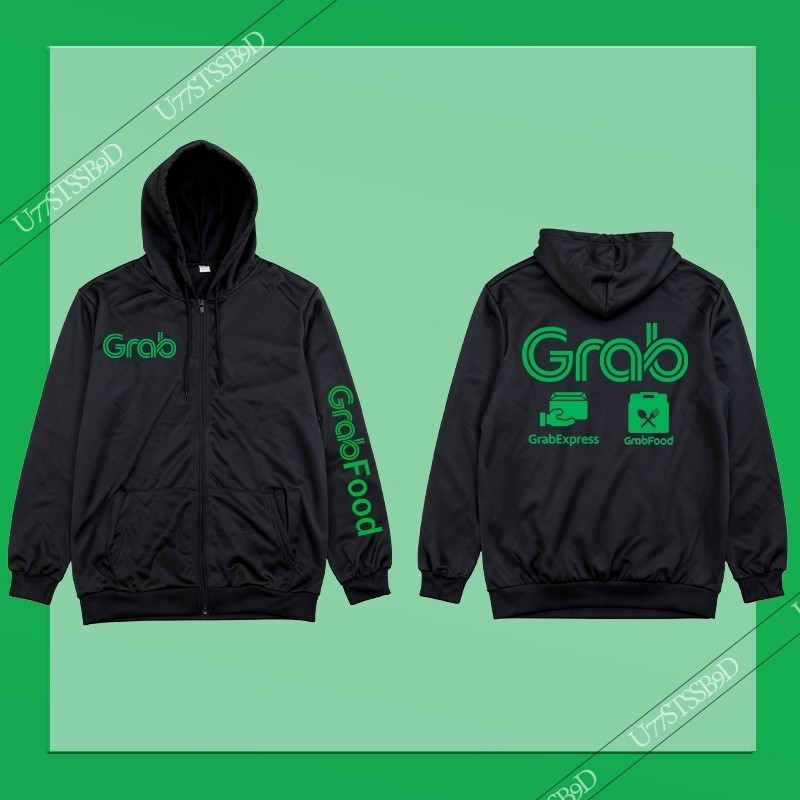 เสื้อฮู้ดคลาสสิกของ Grab สำหรับผู้ชายและผู้หญิง ผลิตจากโพลีเอสเตอร์ มีซิปปิดด้านหน้า 04