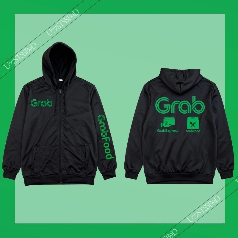 เสื้อฮู้ดคลาสสิกของ Grab สำหรับผู้ชายและผู้หญิง ผลิตจากโพลีเอสเตอร์ มีซิปปิดด้านหน้า 04
