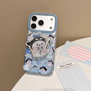 เคสโทรศัพท์ขาตั้งแม่เหล็กลายการ์ตูนน่ารักพร้อมตุ๊กตา SanSan สําหรับ iPhone 17 Pro Max, 16 Pro, 15 Pro Max, 15/14 Pro, กันกระแทก iPhone 17 ฝาครอบป้องกัน