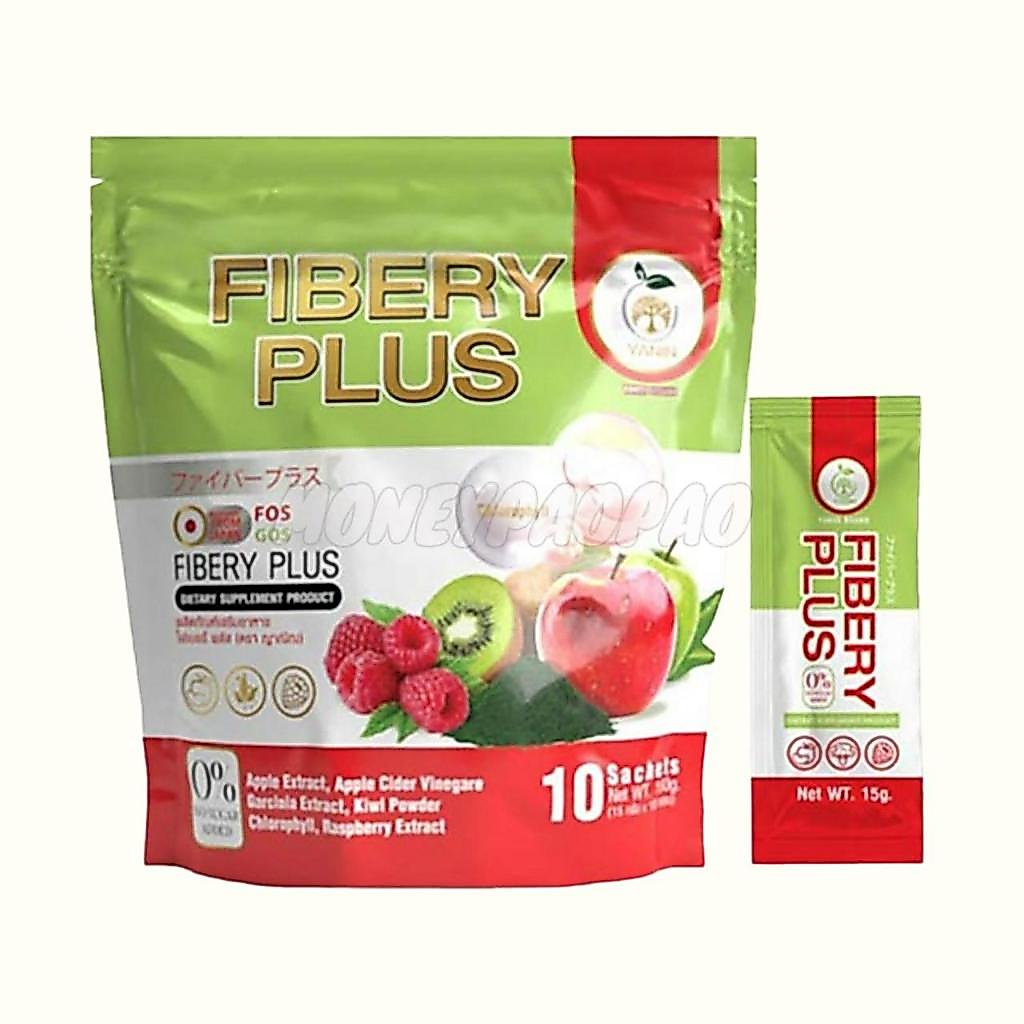 YANIN ญาณิณ ไฟเบอรี่ พลัส FIBERY PLUS น้ำชงไฟเบอร์คลอโรฟิลล์ 1 ห่อ บรรจุ 10 ซอง