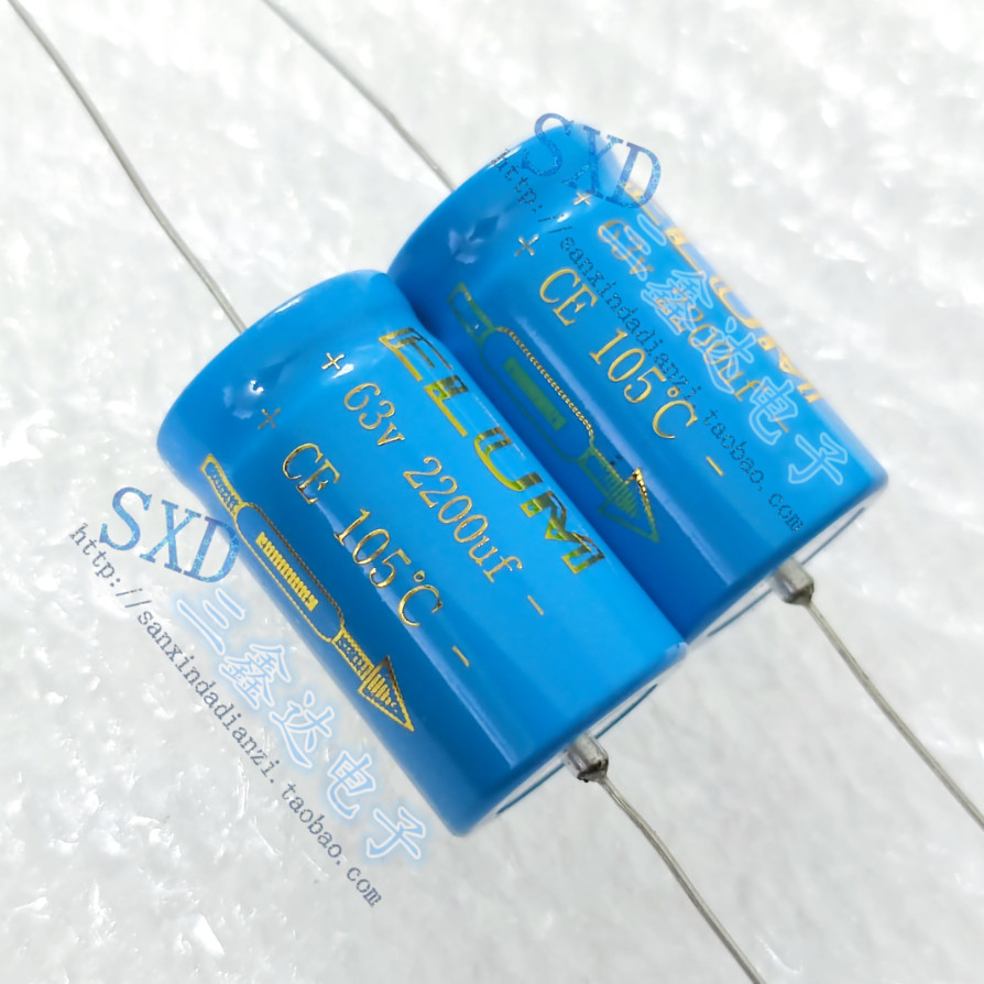 63V2200UF 2200UF63V Original ELUM Axial เครื่องขยายเสียงแนวนอนเสียง Electrolytic Capacitor 22 * 36
