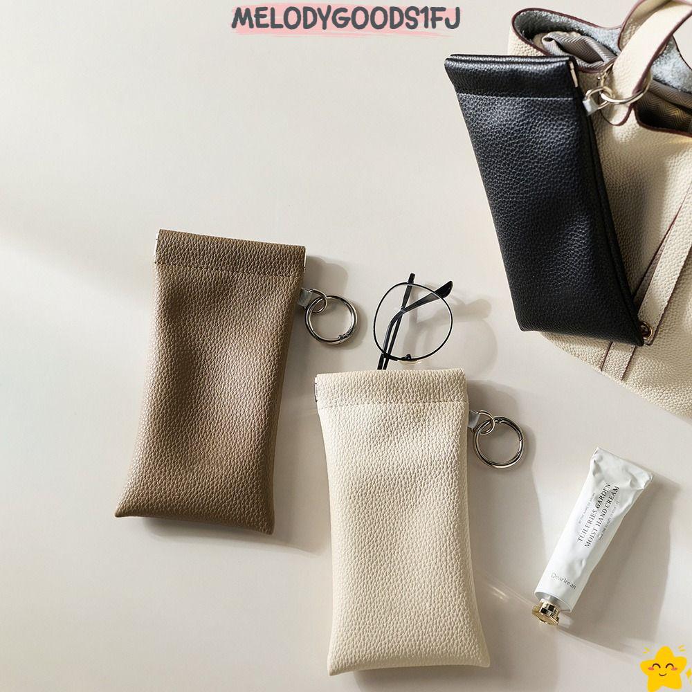 MELODYGOODS1FJแว่นตาป้องกัน,ปิดอัตโนมัติถุงเก็บแว่นตากันฝุ่น,หนังPUแบบพกพาฤดูใบไม้ผลิบานพับแขวนแว่นตาถุงเก็บเดินทางใช้