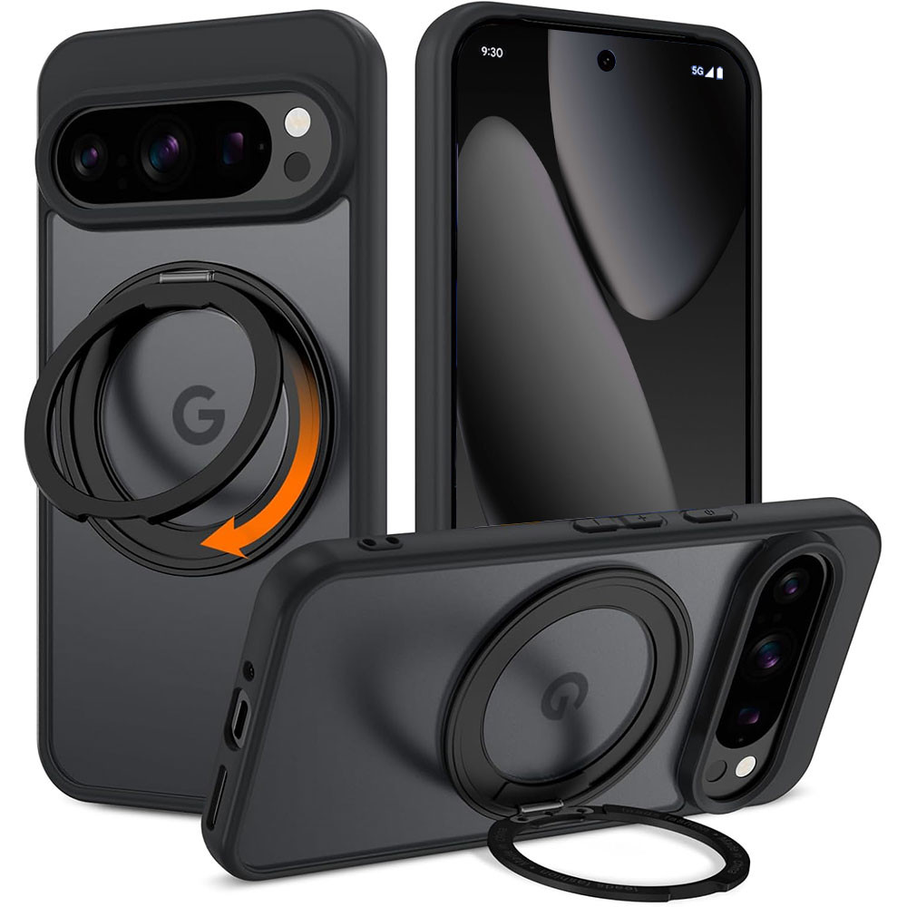 แม่เหล็กสําหรับเคส Google Pixel 11 Pro XL 360° ขาตั้งแหวน,เคสป้องกันกันกระแทกด้านหลังแบบแข็งโปร่งแสง