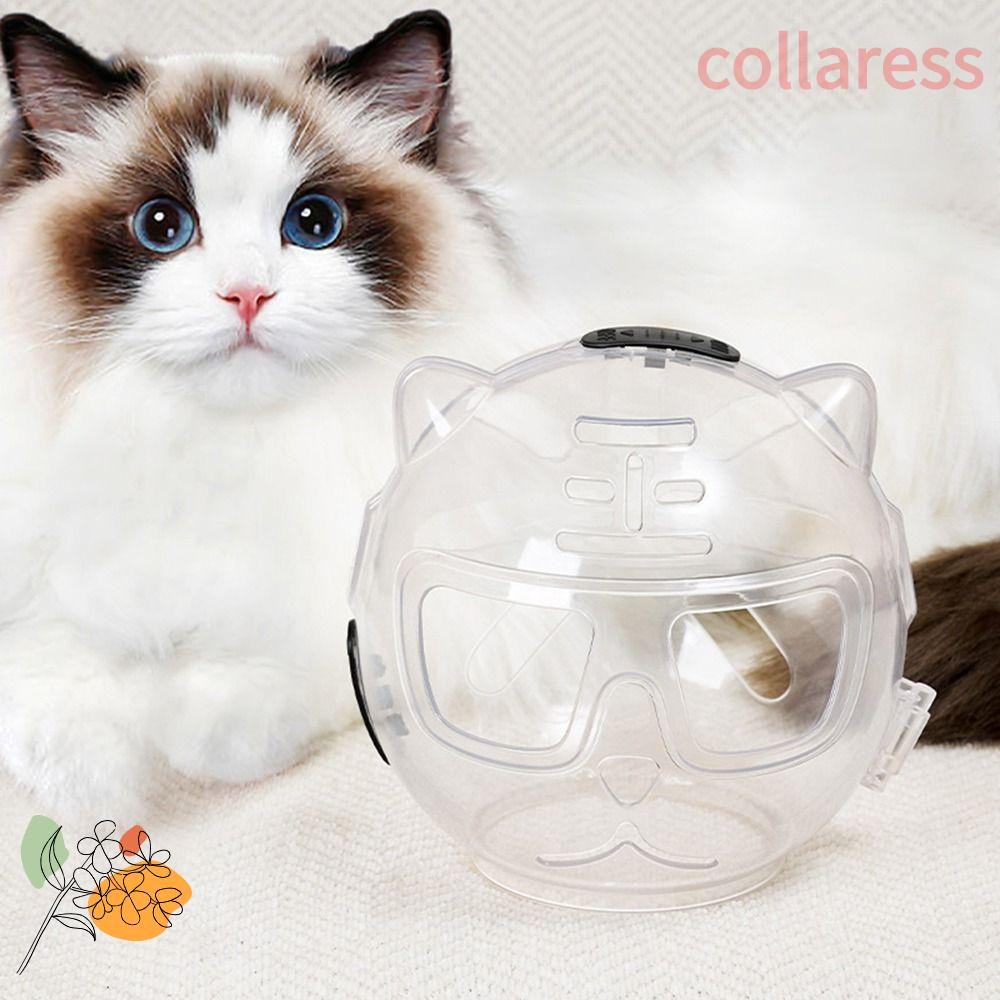 COLLARESS Breathable Cat Muzzle, Anti-Licking Transparent Cat Muzzle Protective Space Hood, Cat Groo