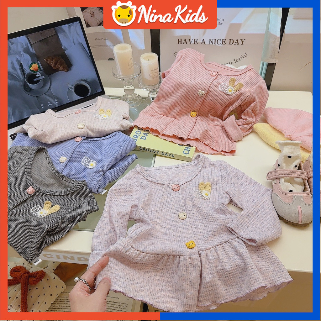 คาร์ดิแกนแขนยาวสไตล์การ์ตูนสำหรับเด็กหญิง อายุ 1-7 ปี