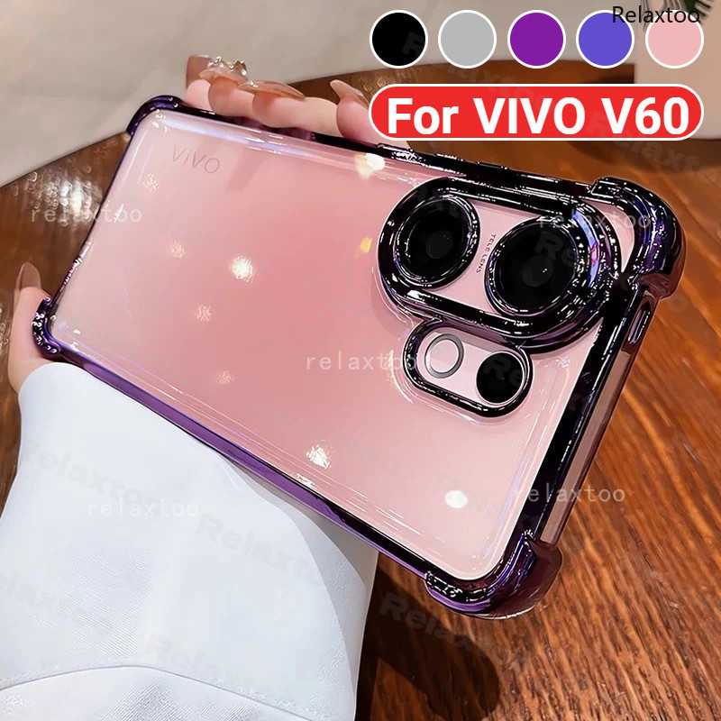 VIVOV60 ชุบใสปลอกอ่อนสําหรับ VIVO V60 V 60 VIVOV60 V60VIVO 5G 2025 แฟชั่นซิลิโคนอ่อนนุ่มใสคู่เคสโทรศ
