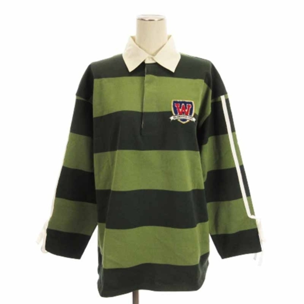 Zara Polo Shirt Striped rugby Long sleeves green Direct from Japan Secondhand