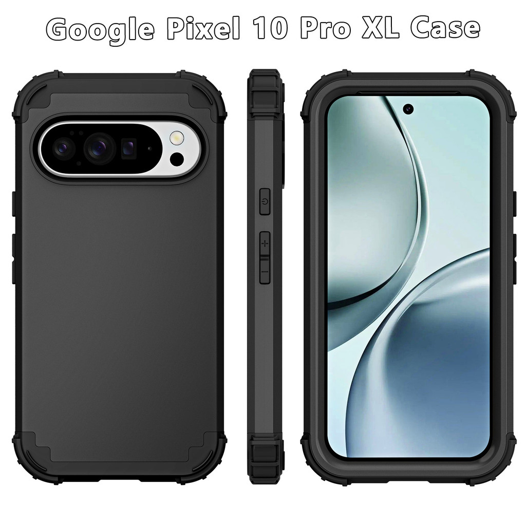 สําหรับ Google Pixel 10 Pro XL, พิกเซล 9A 8A 7A 6A 9 8 7 6 Pro กรณี, 3 ใน 1 Hybrid Hard PC ยางนุ่ม Heavy Duty ทนทานกันชนกันกระแทก Anti Slip Full-Body ป้องกันฝาครอบโทรศัพท์