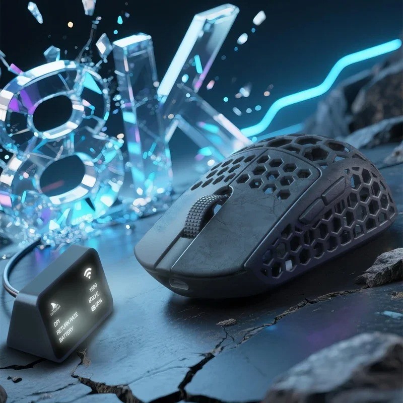 Darmoshark M5 Air Forged Carbon Fiber Gaming Mouse ไร้สาย 8K Macro Mouse 30KDPI Finger Grip ขนาดเล็กเม้าส์ 30g น้ําหนักเบา