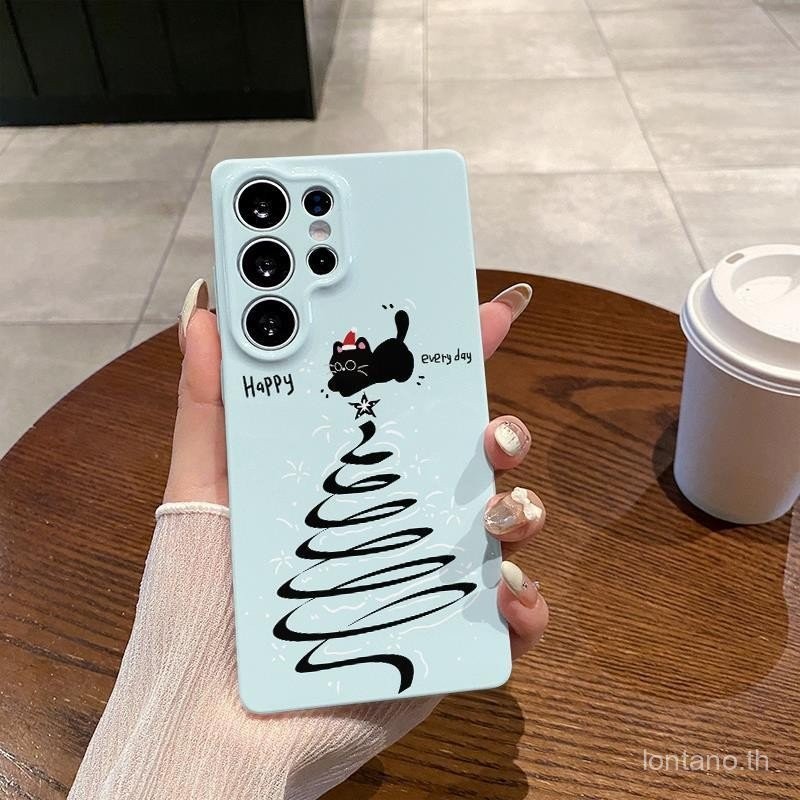 Magic Black Cat Niche น่ารักสนุกสไตล์ Frosted Hard Case เหมาะสําหรับ Samsung S24/S23/S25 ULTRA/A54/A