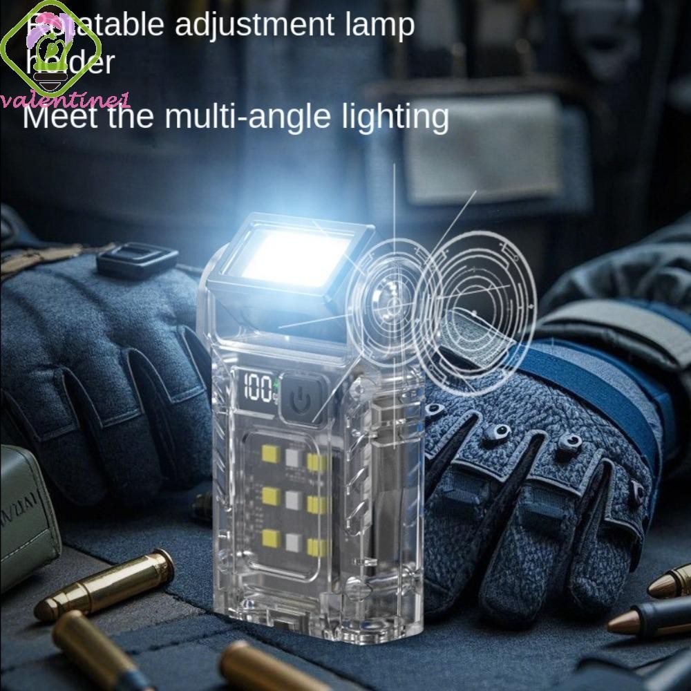 VALENTINE Fluoresce ไฟฉาย, Type-C ชาร์จจอแสดงผล LED Camping Work Light, มัลติฟังก์ชั่นแสงที่แข็งแกร่งหัวหมุนได้ COB ไฟฉายพกพากลางแจ้ง